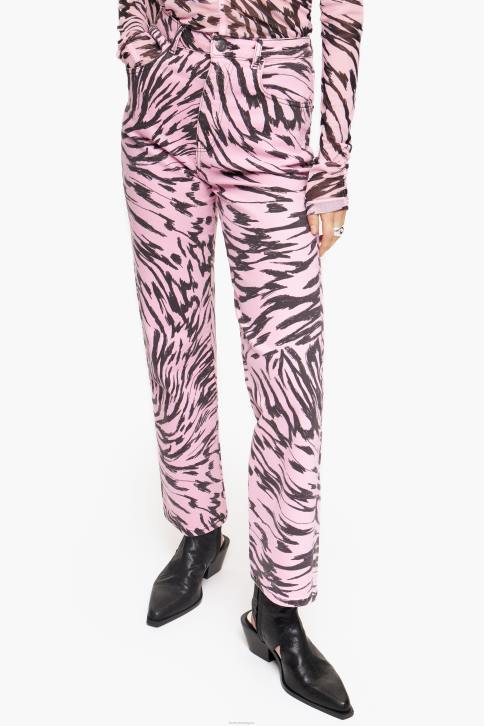 rechte cropped rechte jeans met vlindervleugelprint Bimba Y Lola roze kleding 4HDL537