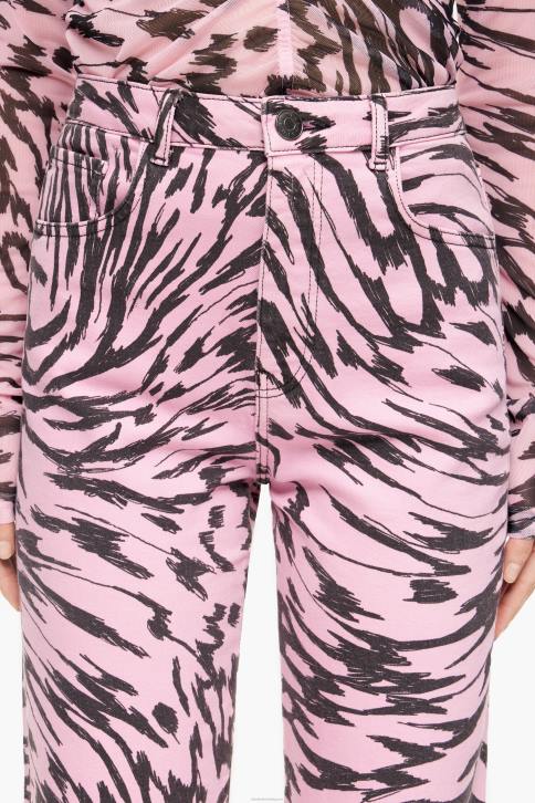 rechte cropped rechte jeans met vlindervleugelprint Bimba Y Lola roze kleding 4HDL537