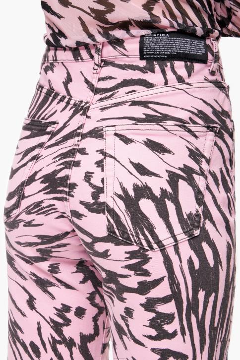 rechte cropped rechte jeans met vlindervleugelprint Bimba Y Lola roze kleding 4HDL537