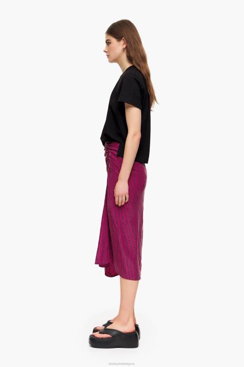 geruite vloeiende midi-rok Bimba Y Lola fuchsia kleding 4HDL467