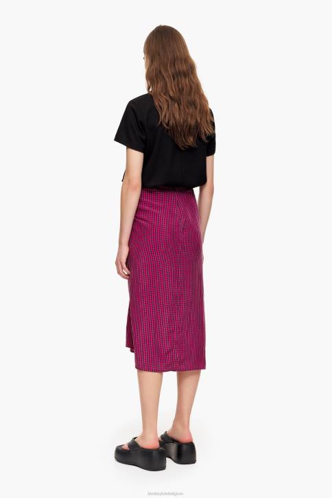 geruite vloeiende midi-rok Bimba Y Lola fuchsia kleding 4HDL467