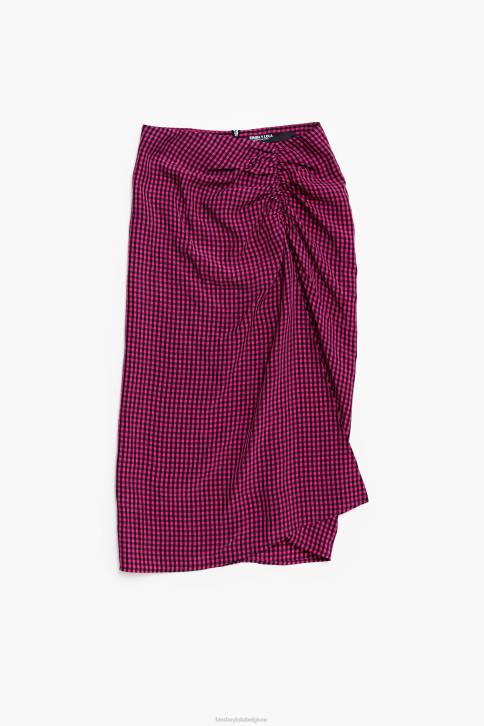geruite vloeiende midi-rok Bimba Y Lola fuchsia kleding 4HDL467