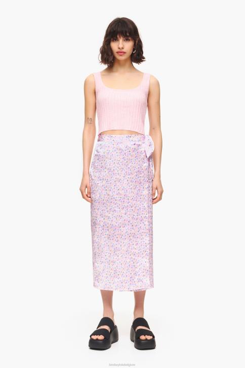 midi-wikkelrok met mini-print Bimba Y Lola roze kleding 4HDL464