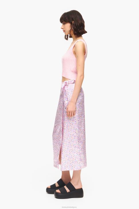 midi-wikkelrok met mini-print Bimba Y Lola roze kleding 4HDL464