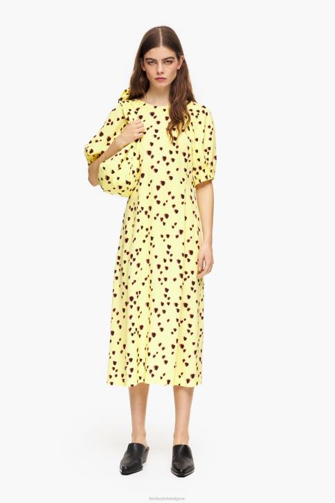 A-lijn midi-jurk met kleine hartenprint Bimba Y Lola geel kleding 4HDL221