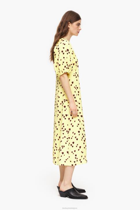 A-lijn midi-jurk met kleine hartenprint Bimba Y Lola geel kleding 4HDL221