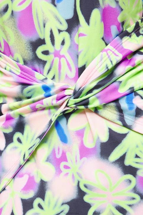 Getailleerde midi-jurk met graffiti-bloemenprint Bimba Y Lola lila kleding 4HDL215
