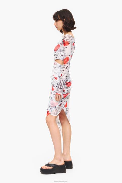 Getailleerde midi-jurk met hartjesprint Bimba Y Lola bijnaam kleding 4HDL224