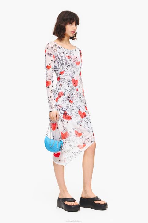 Getailleerde midi-jurk met hartjesprint Bimba Y Lola bijnaam kleding 4HDL224
