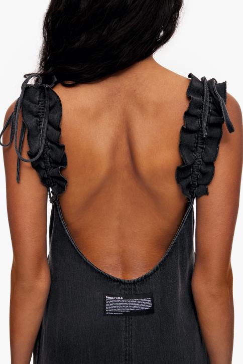 denim a-lijn jurk Bimba Y Lola zwart kleding 4HDL228