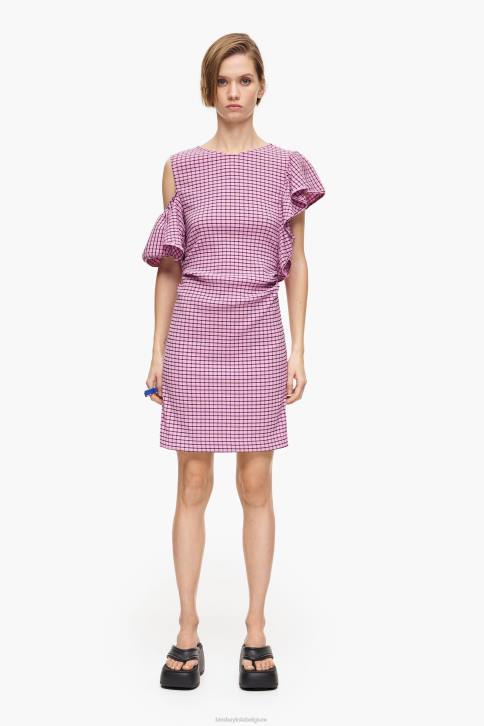 geruite getailleerde mini-jurk Bimba Y Lola roze kleding 4HDL238