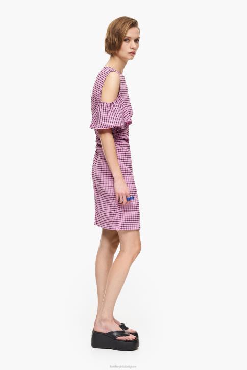 geruite getailleerde mini-jurk Bimba Y Lola roze kleding 4HDL238