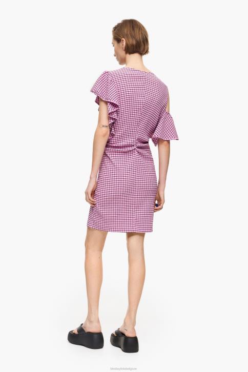 geruite getailleerde mini-jurk Bimba Y Lola roze kleding 4HDL238