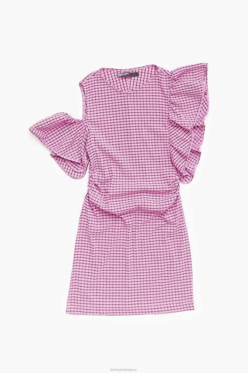 geruite getailleerde mini-jurk Bimba Y Lola roze kleding 4HDL238