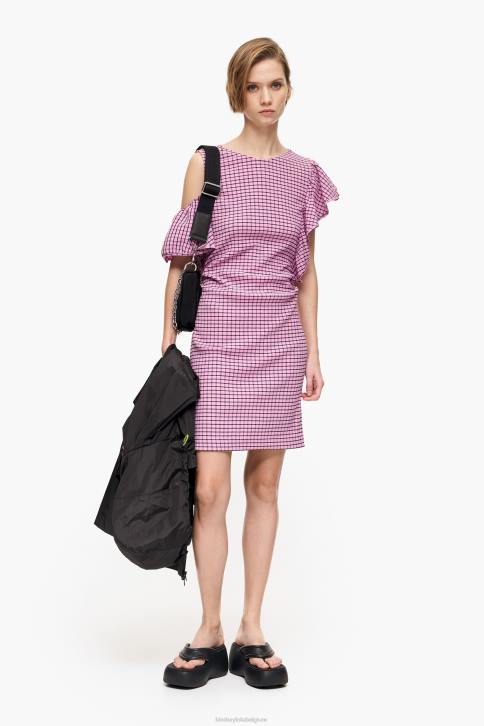 geruite getailleerde mini-jurk Bimba Y Lola roze kleding 4HDL238