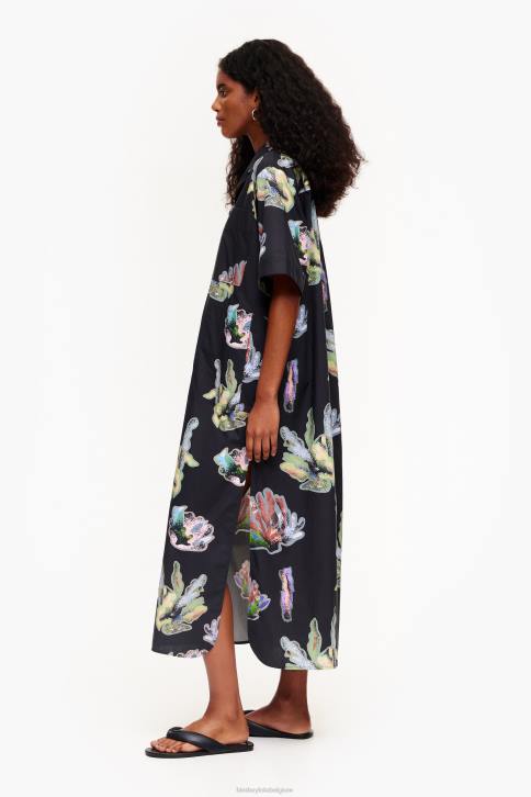 hemdjurk met koraalprint Bimba Y Lola grijs kleding 4HDL182