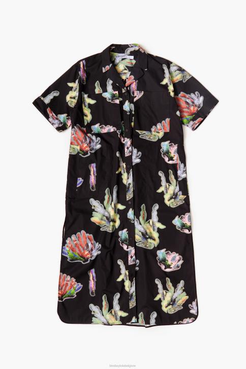 hemdjurk met koraalprint Bimba Y Lola grijs kleding 4HDL182