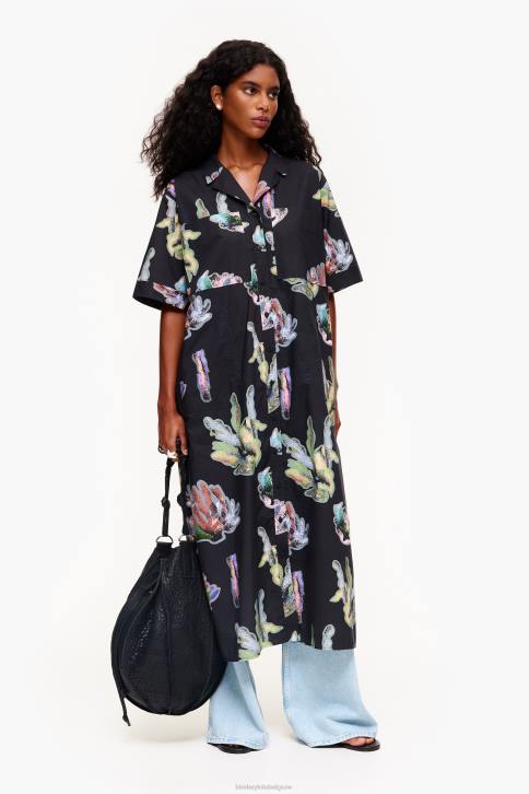 hemdjurk met koraalprint Bimba Y Lola grijs kleding 4HDL182