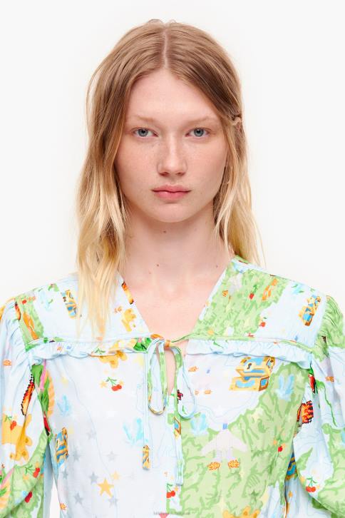 korte jacquardjurk met vigo-gameprint Bimba Y Lola vloeistof kleding 4HDL198