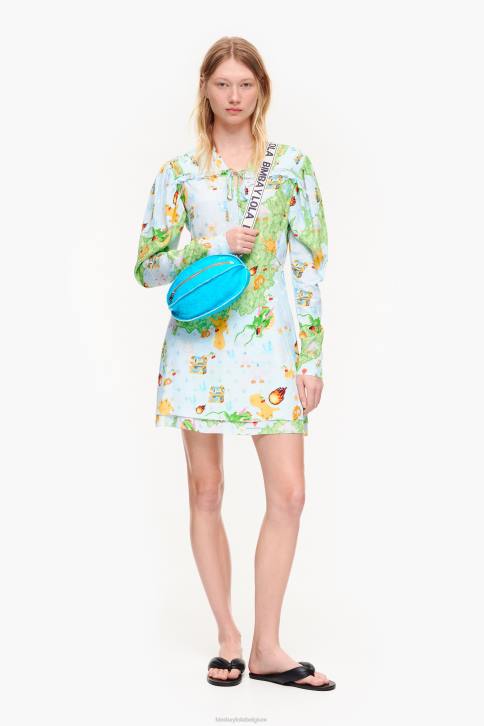 korte jacquardjurk met vigo-gameprint Bimba Y Lola vloeistof kleding 4HDL198