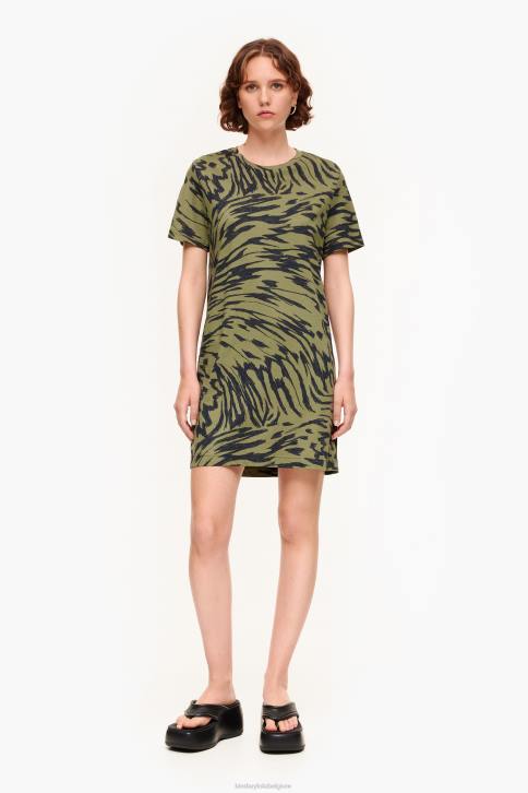 korte tweekleurige vlindervleugeljurk Bimba Y Lola khaki kleding 4HDL220