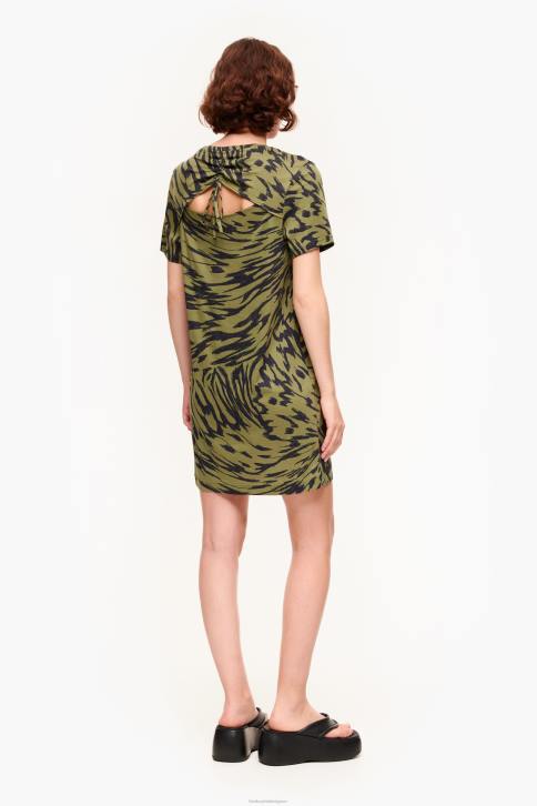 korte tweekleurige vlindervleugeljurk Bimba Y Lola khaki kleding 4HDL220