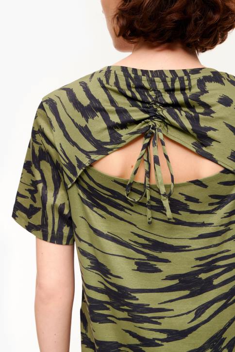 korte tweekleurige vlindervleugeljurk Bimba Y Lola khaki kleding 4HDL220