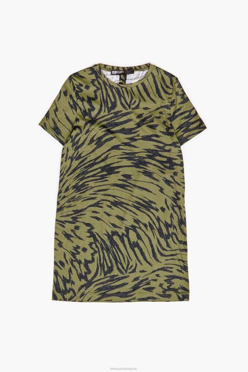 korte tweekleurige vlindervleugeljurk Bimba Y Lola khaki kleding 4HDL220