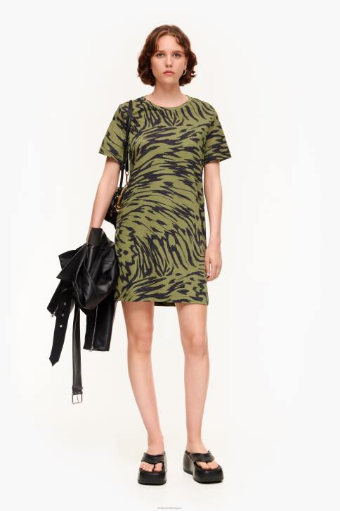 korte tweekleurige vlindervleugeljurk Bimba Y Lola khaki kleding 4HDL220