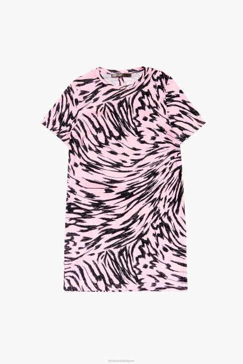 korte tweekleurige vlindervleugeljurk Bimba Y Lola roze kleding 4HDL219