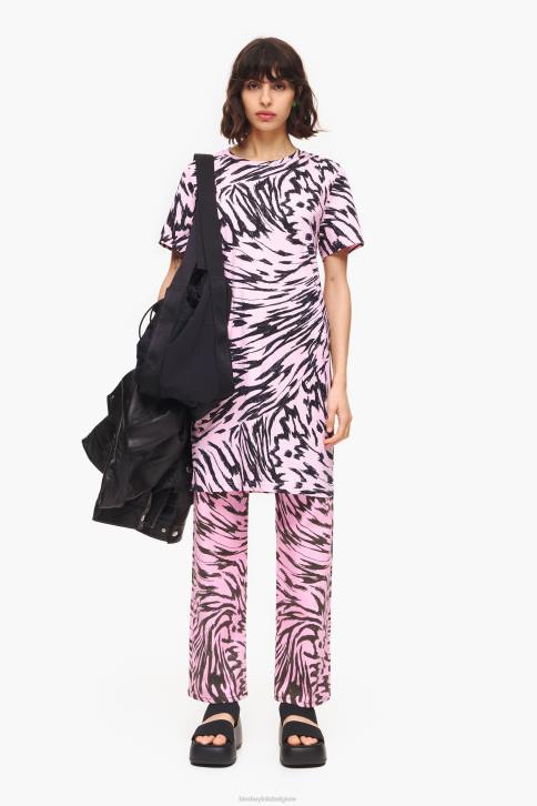 korte tweekleurige vlindervleugeljurk Bimba Y Lola roze kleding 4HDL219