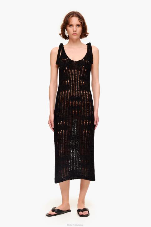 lange gehaakte jurk Bimba Y Lola zwart kleding 4HDL175
