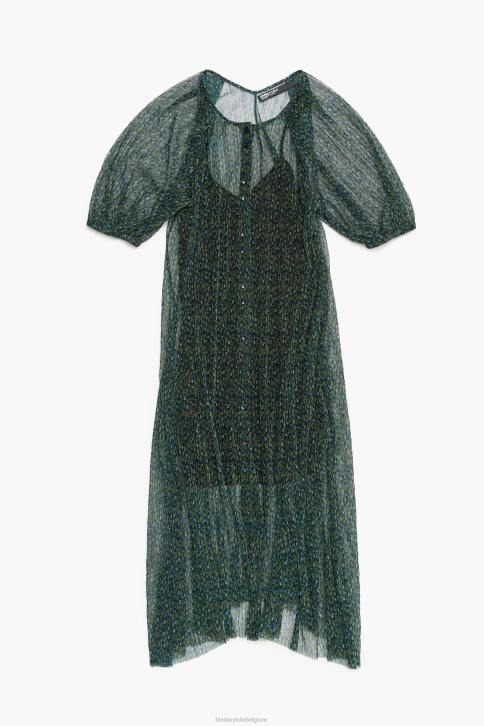midi-jurk met romantische bloemenprint Bimba Y Lola groente kleding 4HDL236