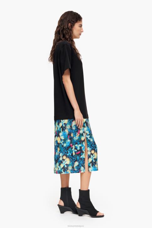 midi-t-shirtjurk met graffiti-bloemenprint Bimba Y Lola blauw kleding 4HDL235