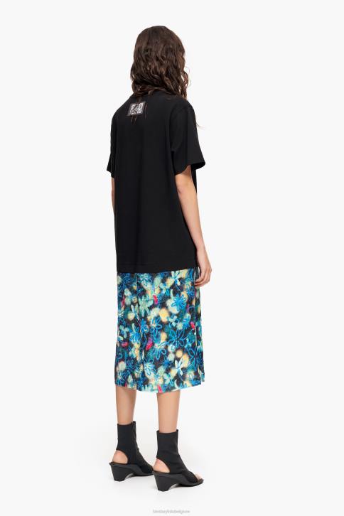 midi-t-shirtjurk met graffiti-bloemenprint Bimba Y Lola blauw kleding 4HDL235