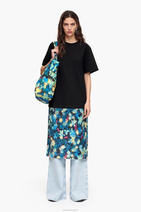 midi-t-shirtjurk met graffiti-bloemenprint Bimba Y Lola blauw kleding 4HDL235