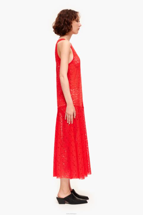 opengewerkte maxi-jurk Bimba Y Lola koraal kleding 4HDL207