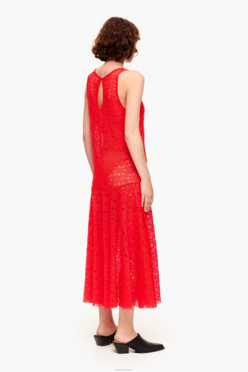 opengewerkte maxi-jurk Bimba Y Lola koraal kleding 4HDL207