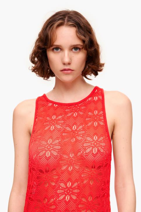 opengewerkte maxi-jurk Bimba Y Lola koraal kleding 4HDL207