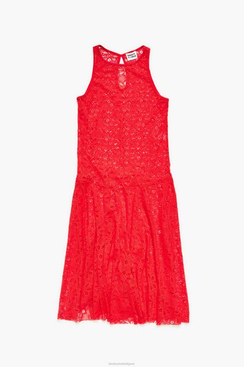 opengewerkte maxi-jurk Bimba Y Lola koraal kleding 4HDL207