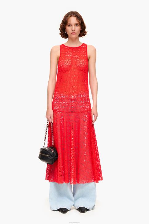 opengewerkte maxi-jurk Bimba Y Lola koraal kleding 4HDL207