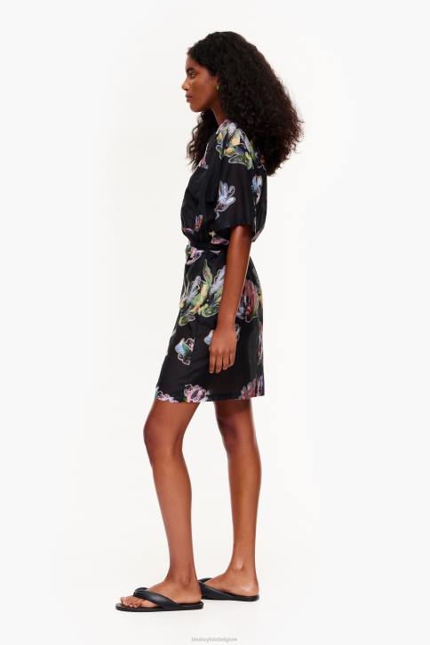 sarongjurk met koraalprint Bimba Y Lola grijs kleding 4HDL185