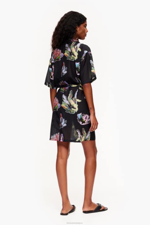 sarongjurk met koraalprint Bimba Y Lola grijs kleding 4HDL185
