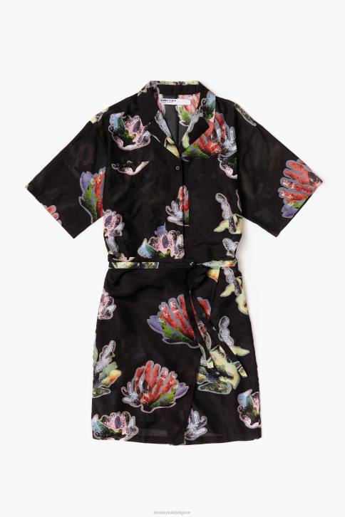 sarongjurk met koraalprint Bimba Y Lola grijs kleding 4HDL185