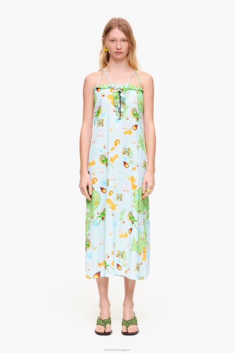 vloeiende jurk met spelprint van vigo Bimba Y Lola blauw kleding 4HDL196