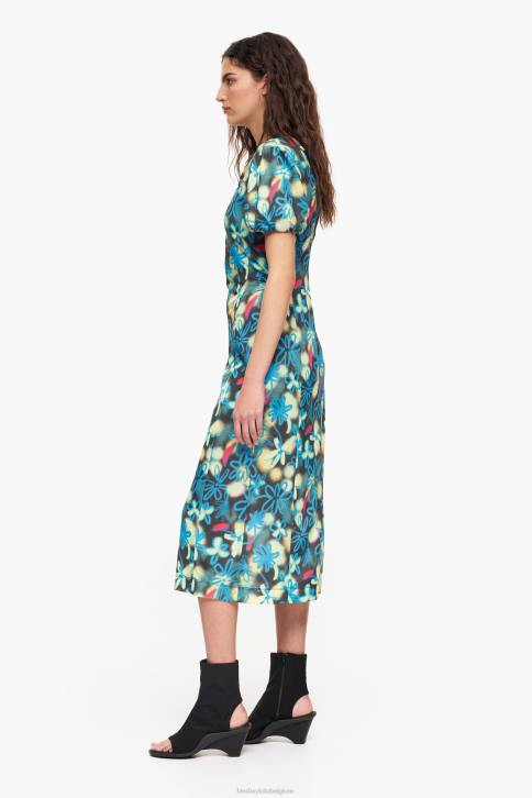 vloeiende midi-jurk met bloemenprint Bimba Y Lola graffiti kleding 4HDL232