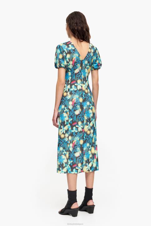 vloeiende midi-jurk met bloemenprint Bimba Y Lola graffiti kleding 4HDL232