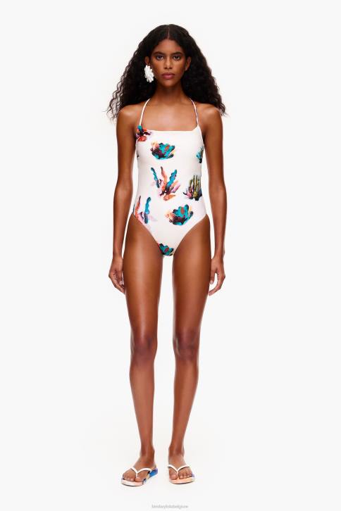 badpak met koraalprint Bimba Y Lola ivoor kleding 4HDL875