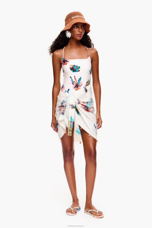 badpak met koraalprint Bimba Y Lola ivoor kleding 4HDL875