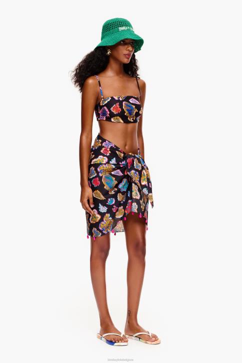 korte katoenen vis zee sarong Bimba Y Lola zwart kleding 4HDL1207